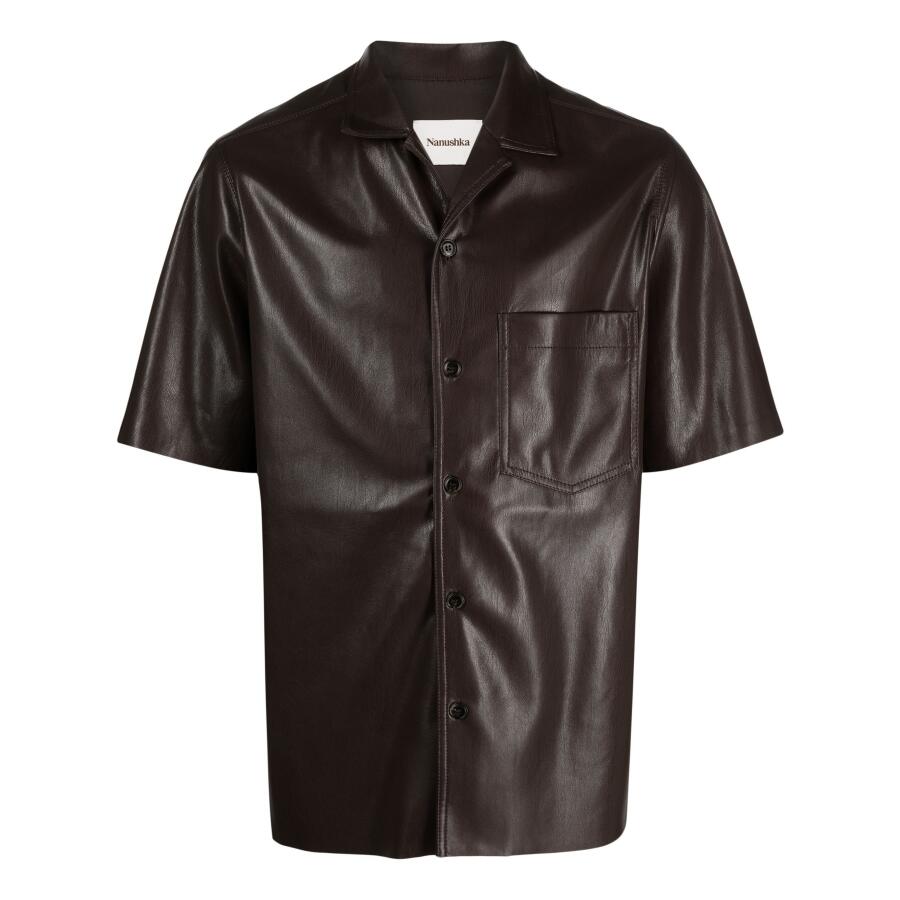 Nanushka Bodil Short Sleeve Leather Shirt Cover