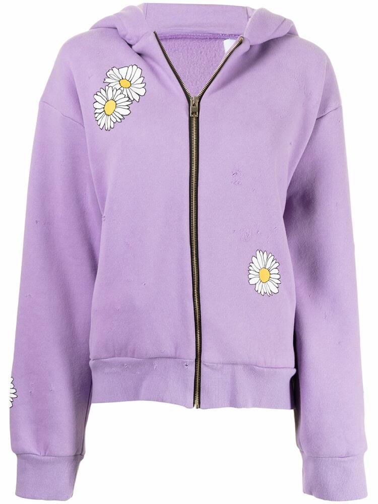 Natasha Zinko Daisy-print stretch-cotton hoodie - Purple Cover