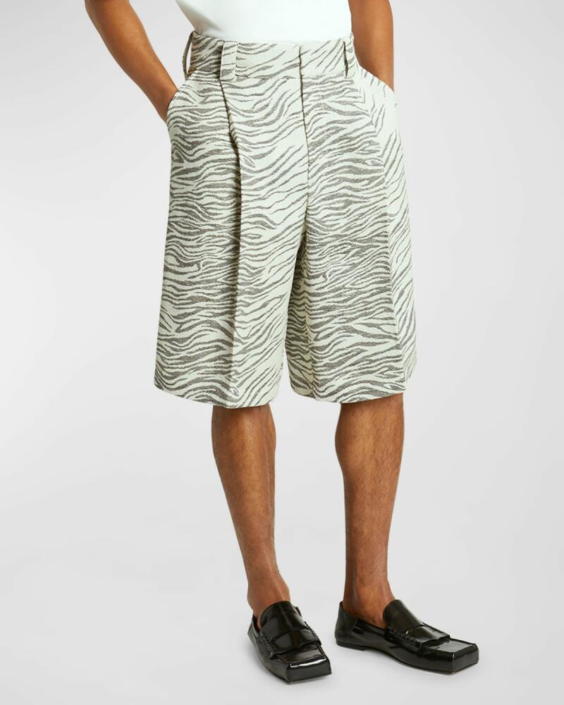 Jacquemus Men's Pleated Zebra Bermuda Shorts Cover