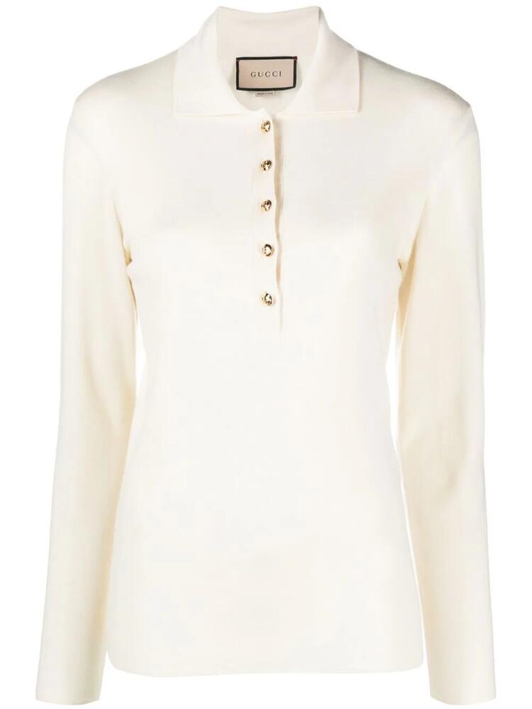 Gucci rib-stitch cashmere polo jumper - White Cover