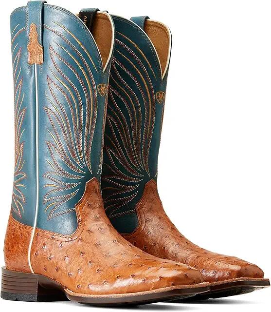 Ariat Brandin' Ultra Western Boot (Antique Tan Full Quill Ostritch) Men's Shoes Cover