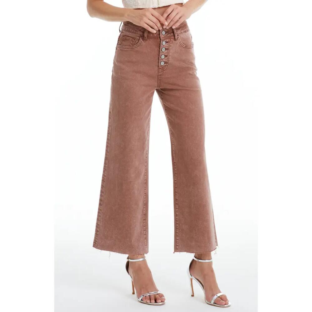 Bayeas High Waist Raw Hem Ankle Wide Leg Jeans in Cappuccino Cover