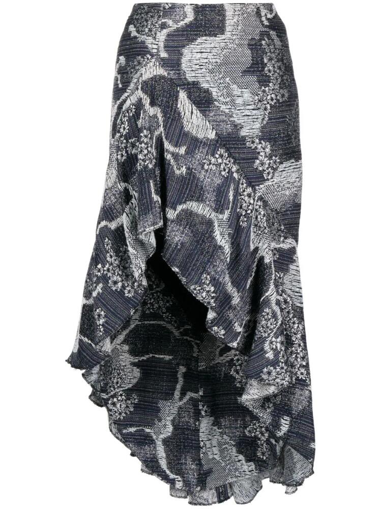 Saiid Kobeisy asymmetrical tweed ruffled skirt - Blue Cover