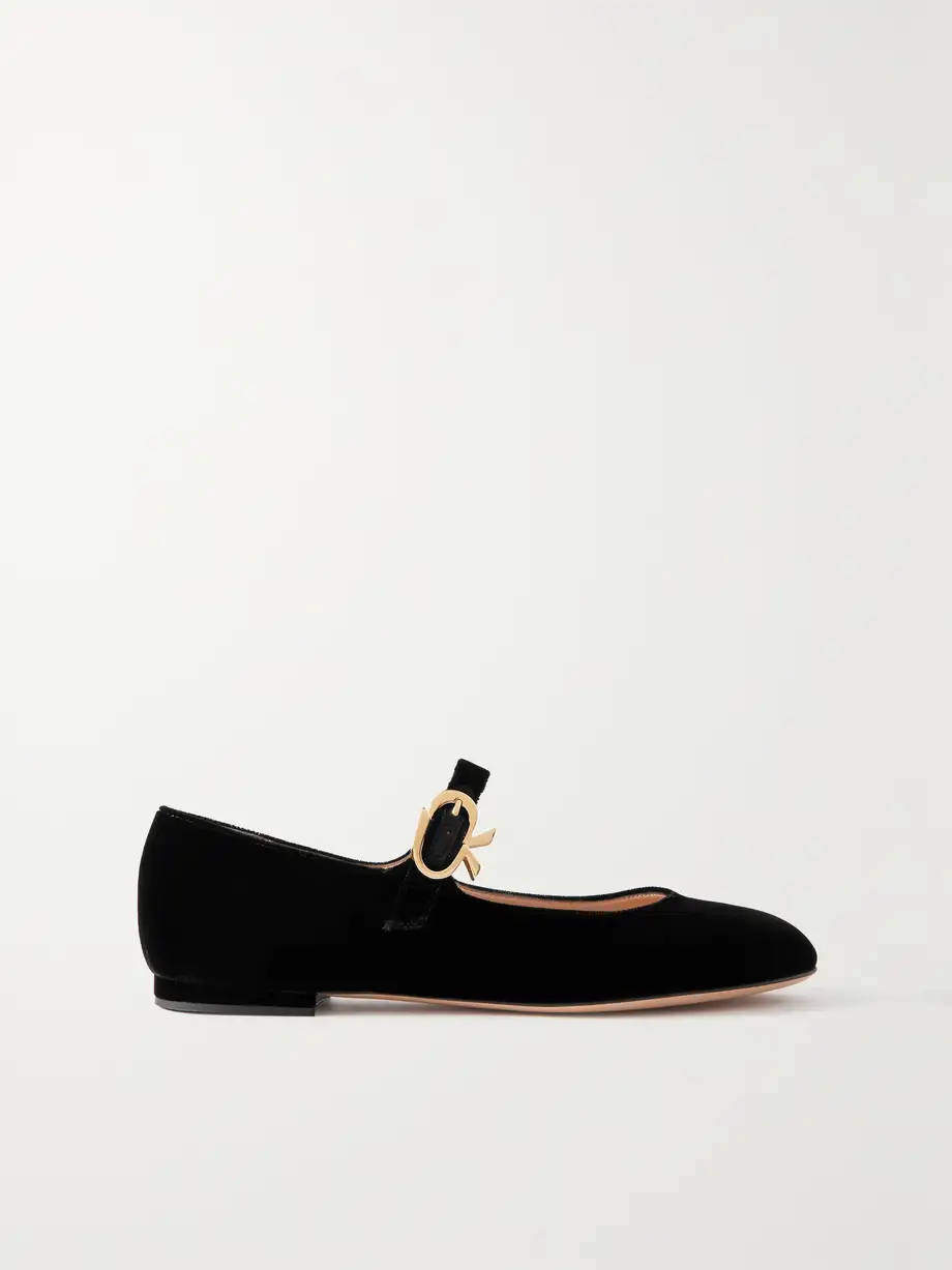 Gianvito Rossi - Velvet Mary Jane Flats - Black Cover