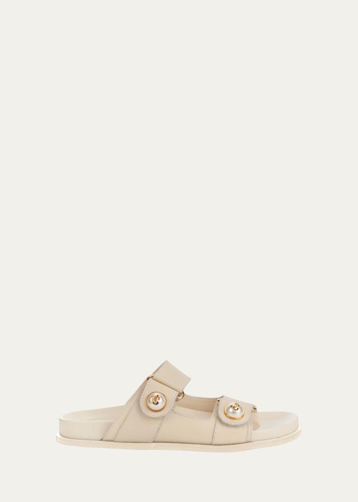 Jimmy Choo Fayence Pearly-Button Slide Sandals Cover