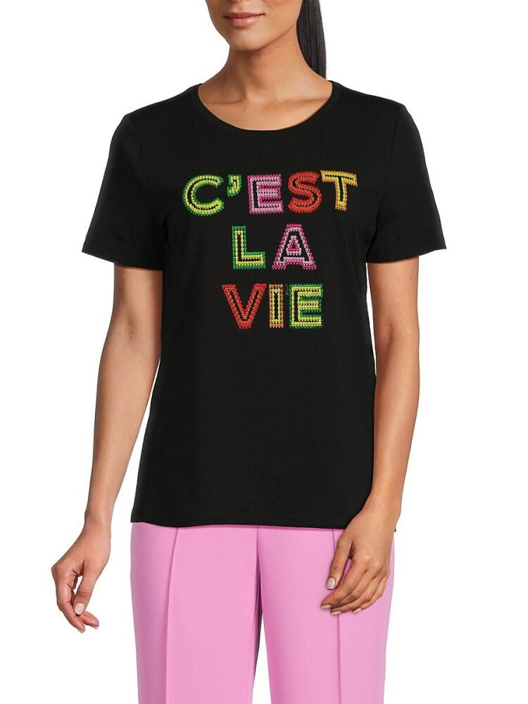 Karl Lagerfeld Paris Women's C'EST LA VIE Graphic Tee - Black Cover