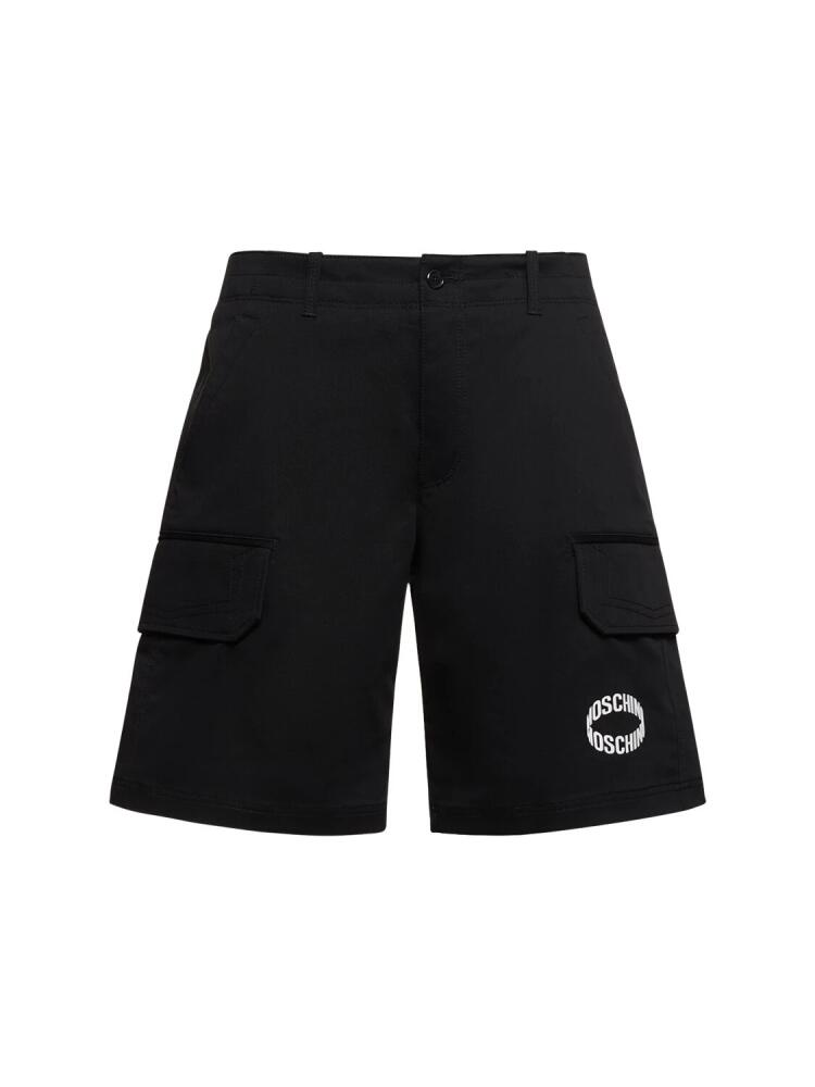 MOSCHINO Logo Cotton Gabardine Cargo Shorts Cover