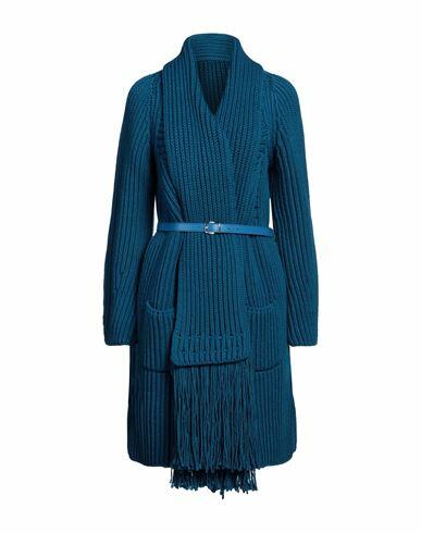 Ermanno Scervino Woman Coat Deep jade Merino Wool, Leather Cover