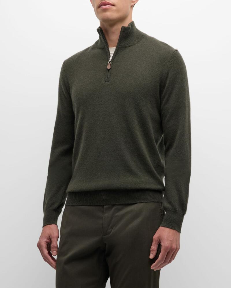 Neiman Marcus Cashmere Collection Men's Cashmere Quarter-Zip Sweater Cover