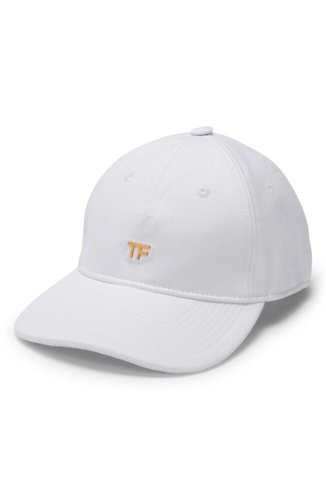 TOM FORD TF Logo Canvas Baseball Cap in White Cover