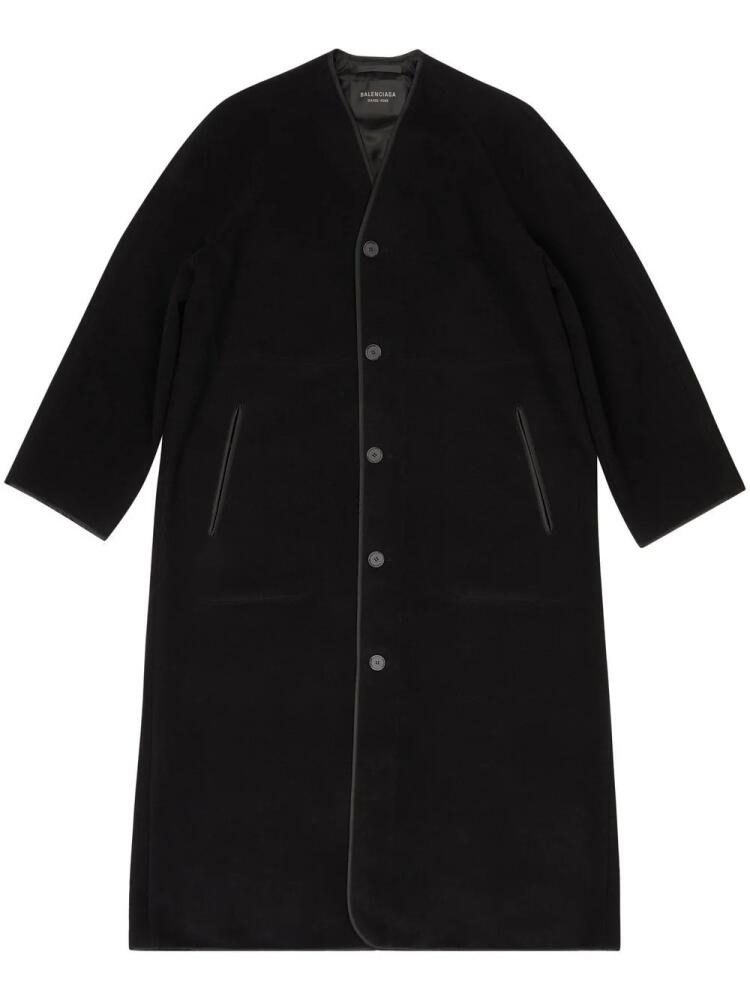 Balenciaga V-neck single-breasted coat - Black Cover