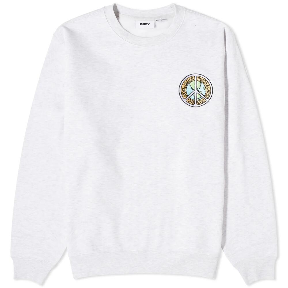 Obey Men's Peace and Unity Crew Sweater in Heather Grey Cover