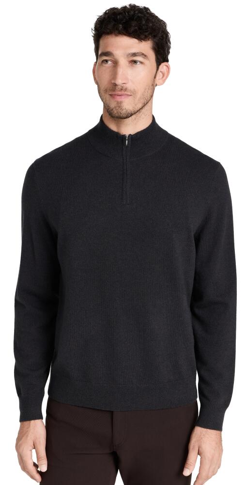 Theory Hilles Cashmere Quarter Zip Sweater Hickory Melange Cover