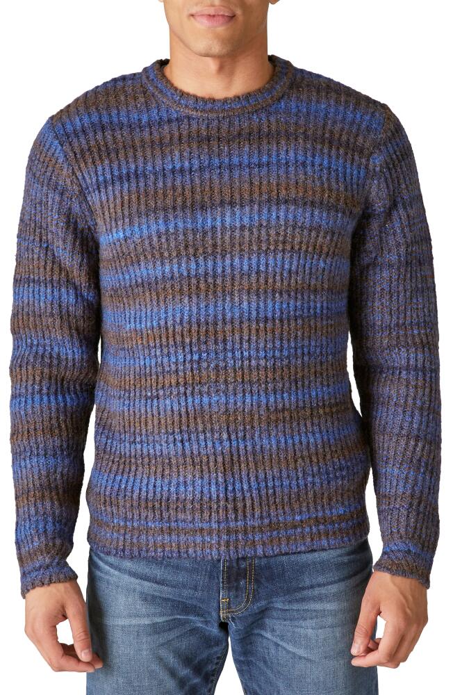 Lucky Brand Space Dye Crewneck Sweater in Mazarine Blue Combo Cover