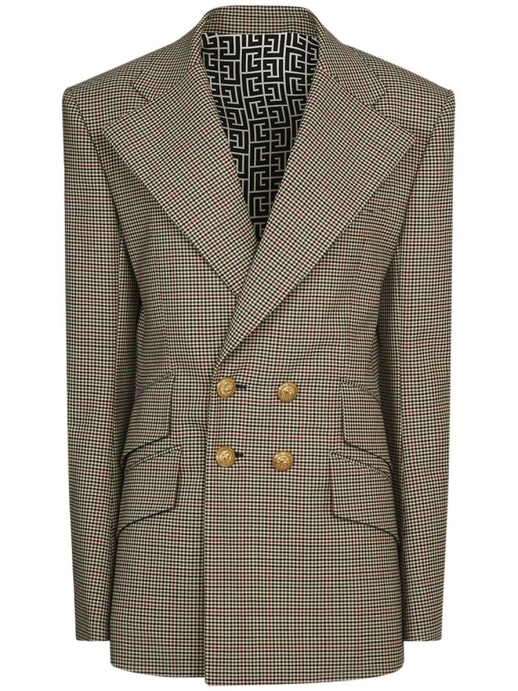 BALMAIN 70's Checked Wool Double Breast Blazer Cover