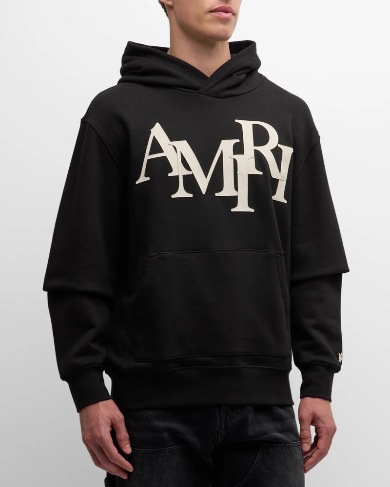 Amiri Men's Staggered Logo Hoodie Cover