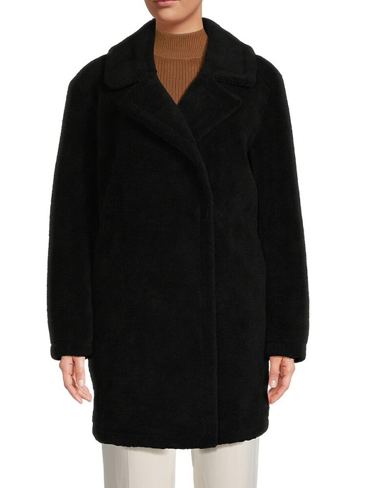 Velvet Women's Notch Lapel Coat - Black Cover