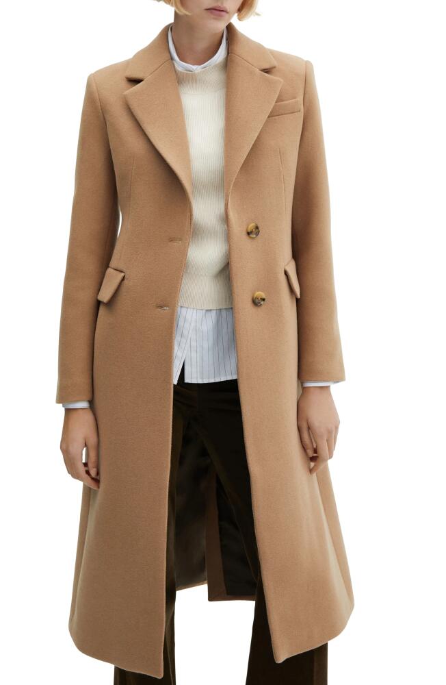 MANGO Wool Blend Coat in Medium Brown Cover