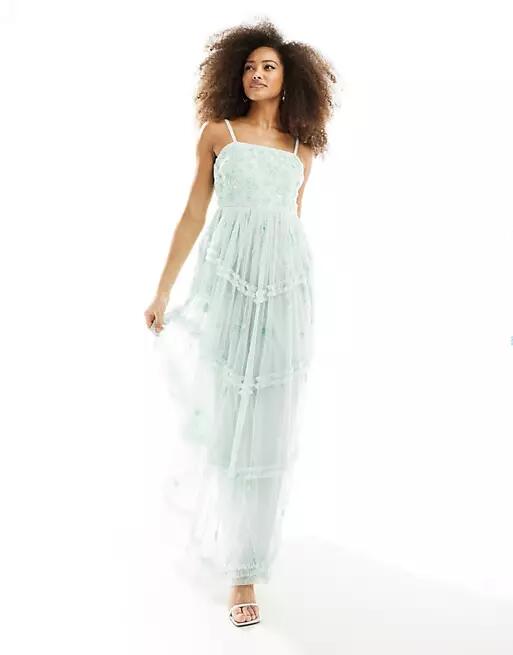 Maya Premium embellished maxi dress in mint green Cover