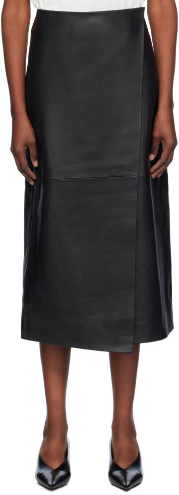 The Frankie Shop Black Hedi Leather Midi Skirt Cover