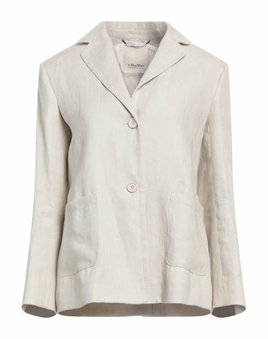 's Max Mara Woman Blazer Beige Linen Cover