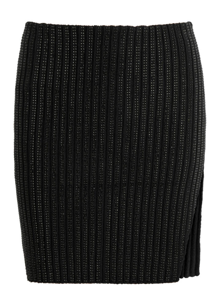 David Koma Crystal-embellished Ribbed-knit Mini Skirt - Black Cover