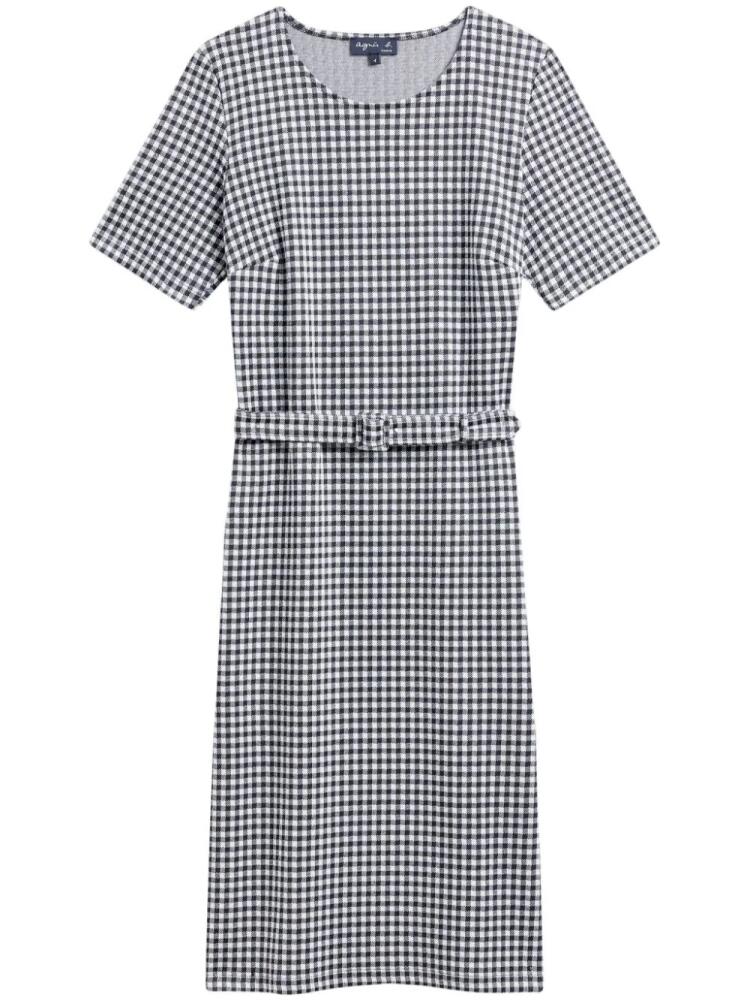 agnès b. gingham-jacquard belted dress - Black Cover