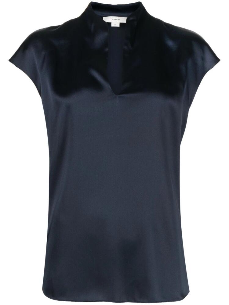 Vince split-neck silk blouse - Blue Cover