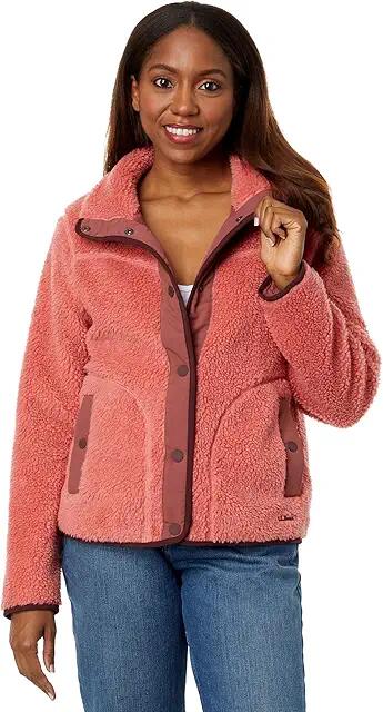 L.L.Bean Bean's Sherpa Fleece Jacket (Mineral Red) Women's Coat Cover