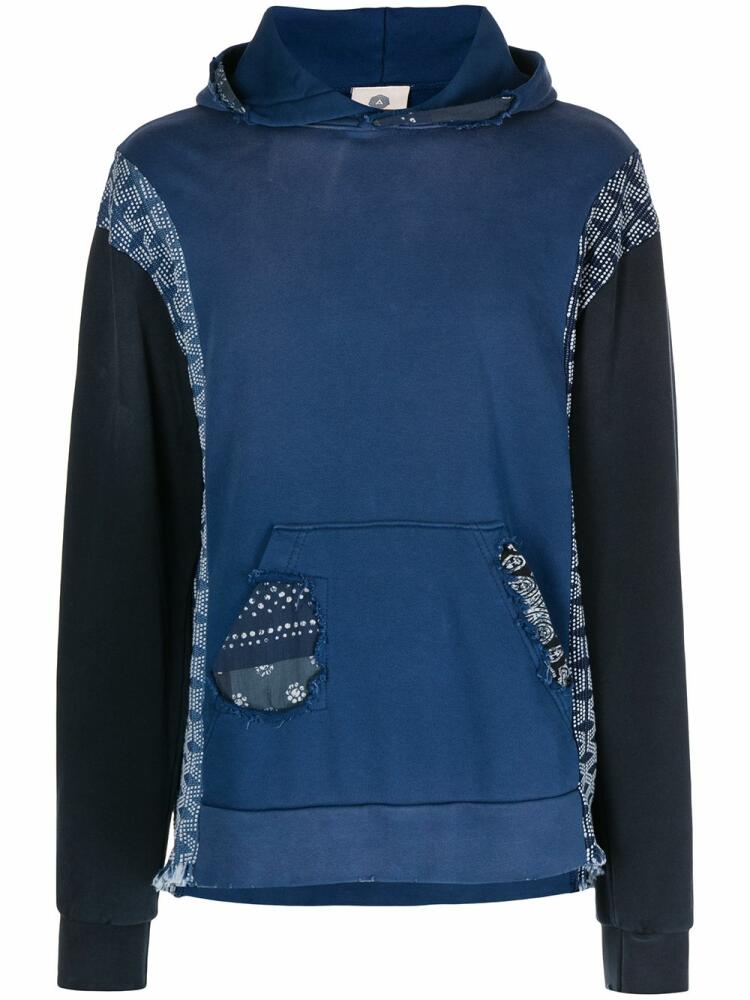 Alchemist patchwork detail cotton hoodie - Blue Cover