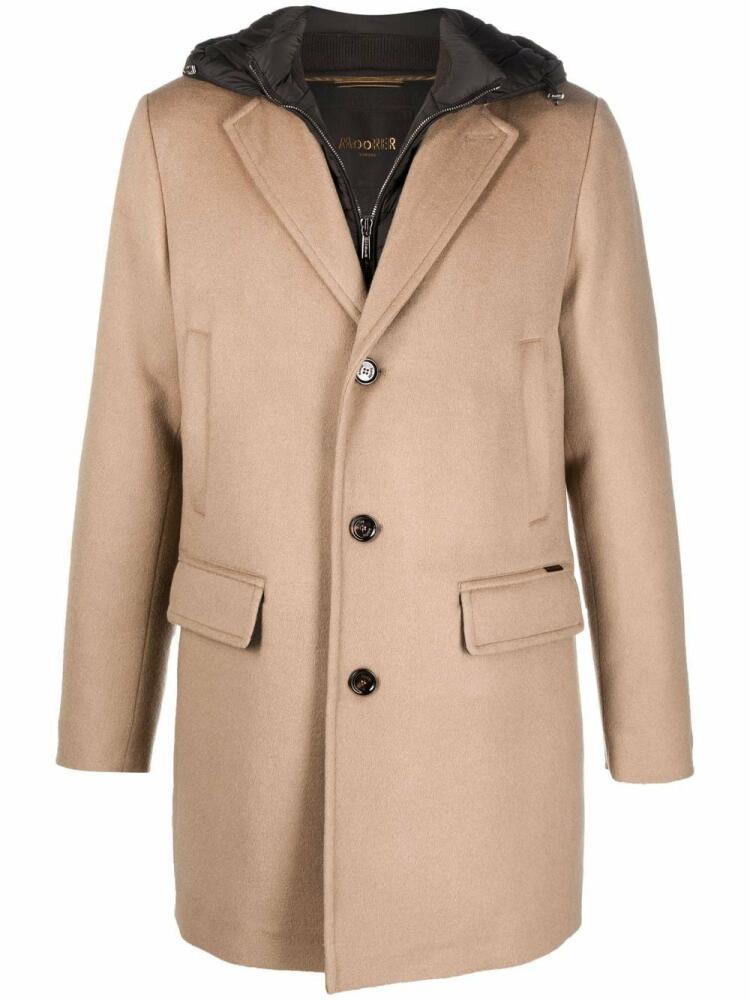 Moorer layered-look single-breasted coat - Neutrals Cover