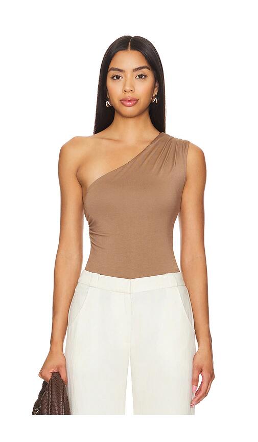 Rue Sophie Harlyn One Shoulder Top in Brown Cover