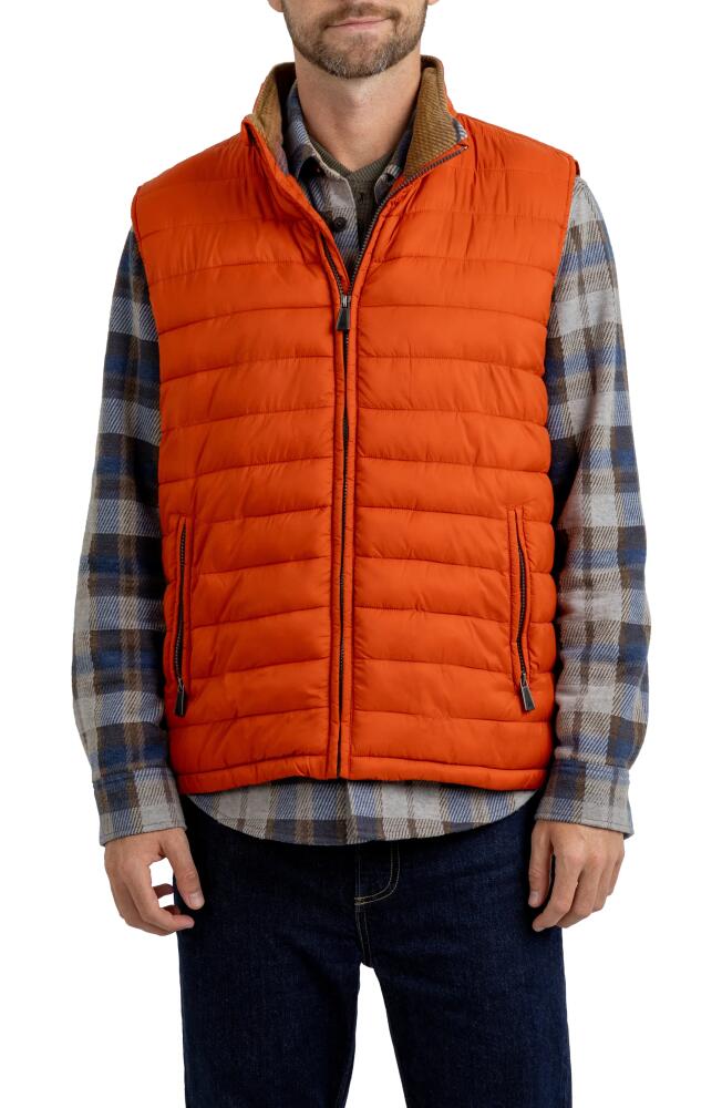 Rainforest Water Resistant Quilted Vest in Orange Aspen Trial Cover