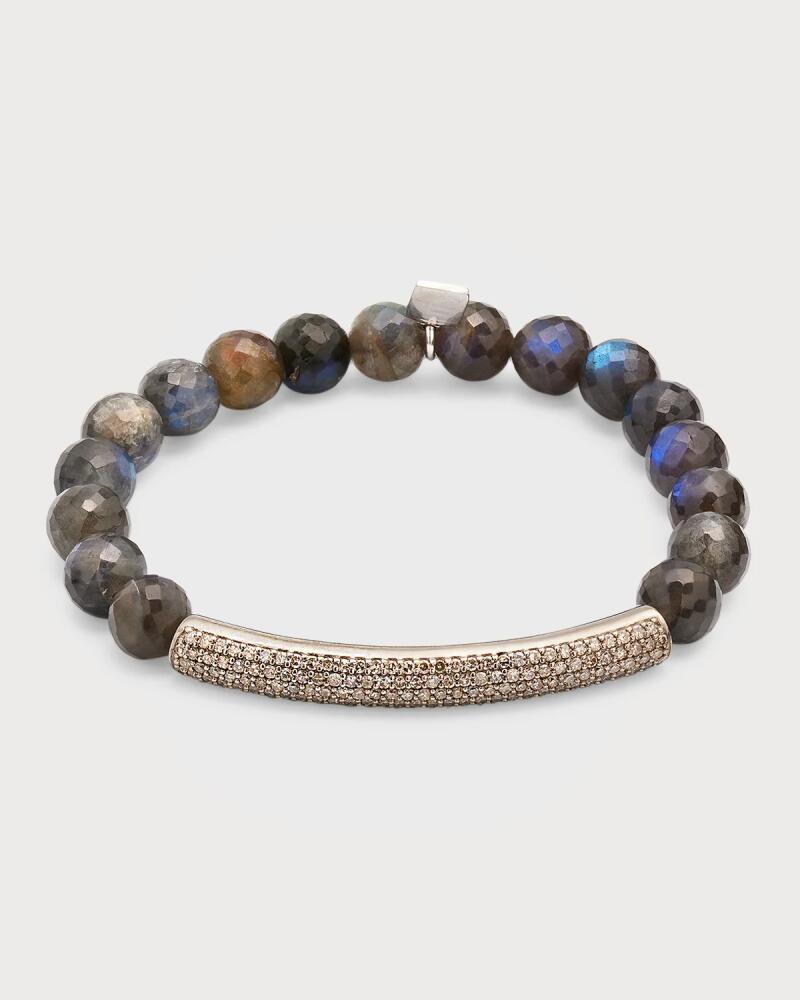 Sheryl Lowe Sterling Silver 8MM Labradorite and Diamond Bracelet Cover