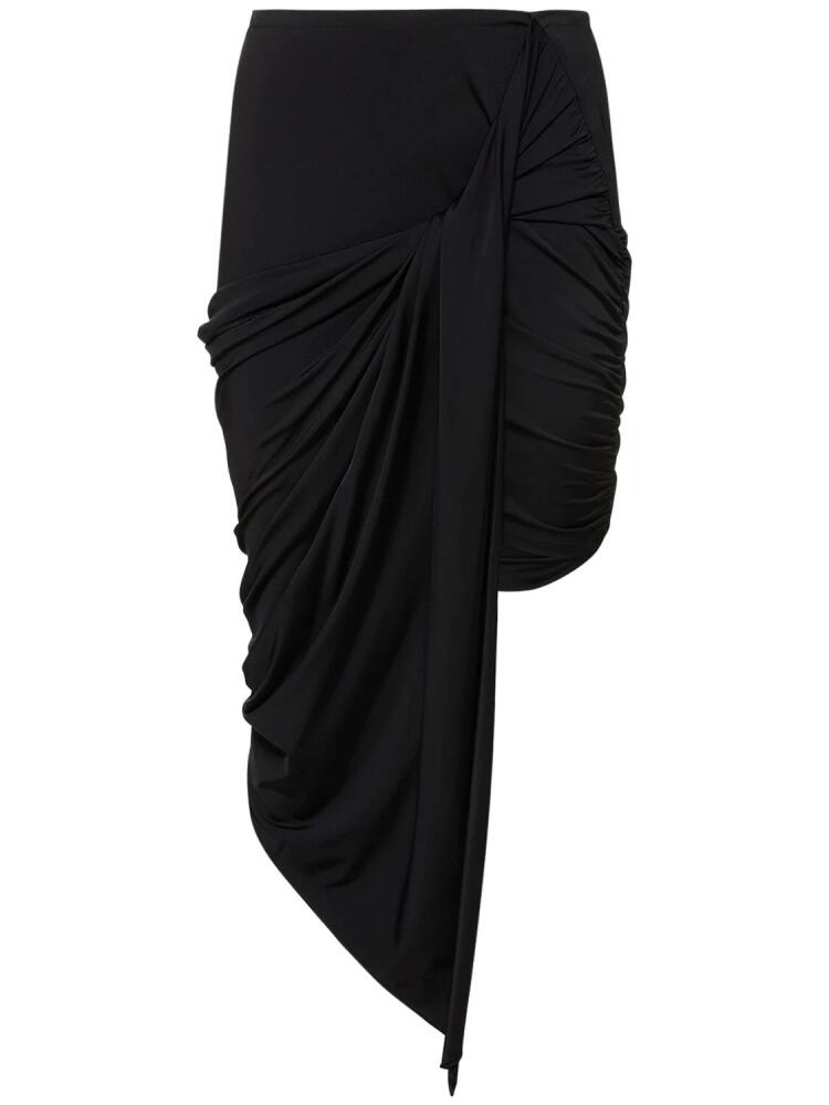 MUGLER Draped Viscose Satin Jersey Midi Skirt Cover