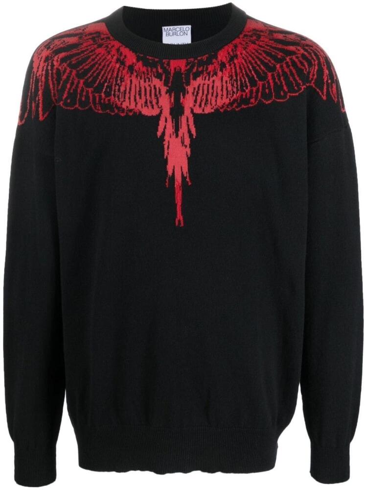 Marcelo Burlon County of Milan graphic-print crew-neck jumper - Black Cover