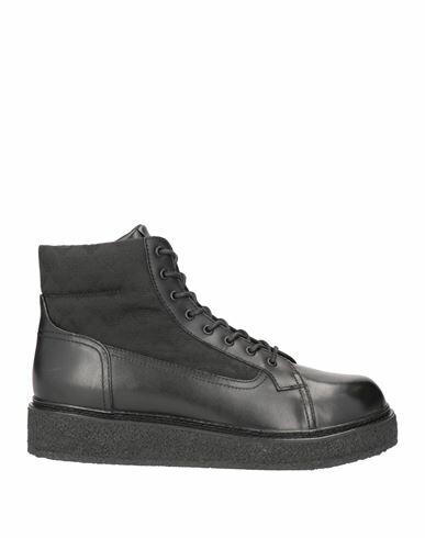 Emporio Armani Man Ankle boots Black Soft Leather, Textile fibers Cover