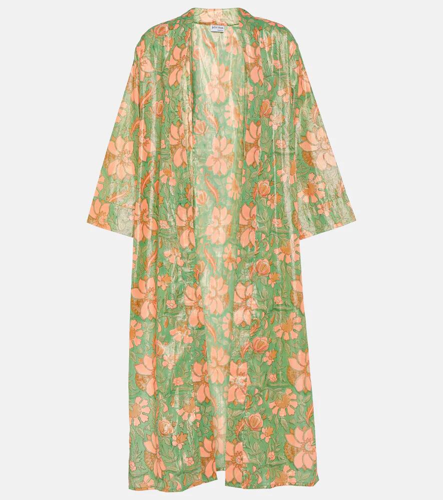 Juliet Dunn Floral cotton-blend lamé beach cover-up Cover