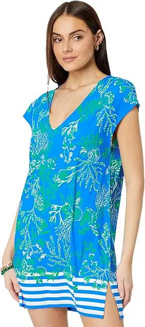 Lilly Pulitzer Talli V-Neck Coverup (Briny Blue A Bit Salty Engineered) Women's Dress Cover