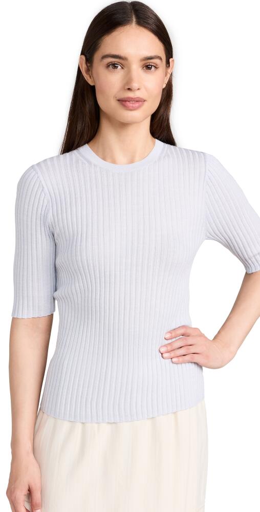 Vince Snap Elbow Sleeve Crew Pullover Off White/Salt Glass Cover