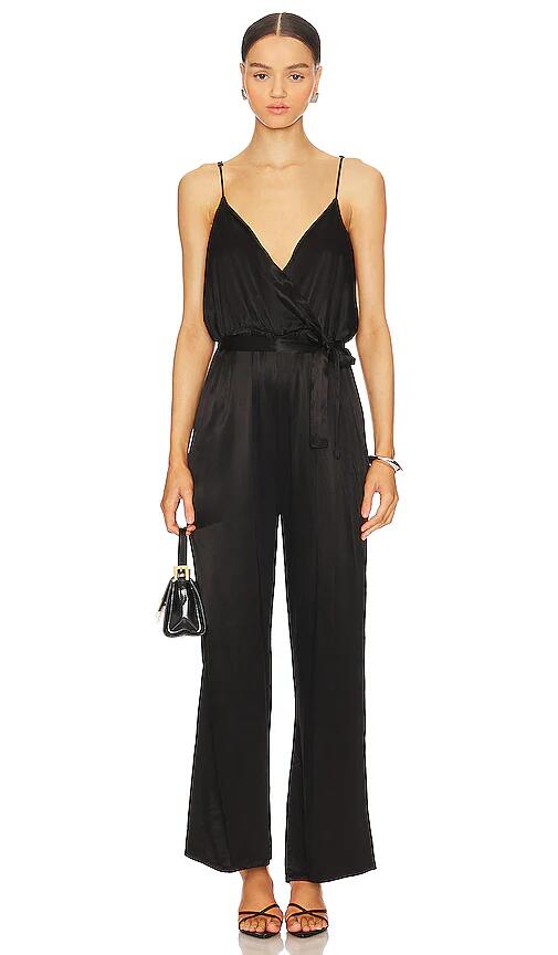 LA Made Fleur Belted Silky Jumpsuit in Black Cover