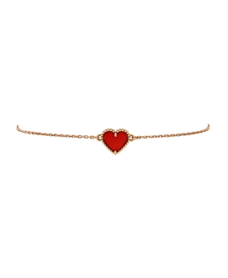 Pre-Owned Van Cleef & Arpels Sweet Alhambra Heart Bracelet 18K Rose Gold with Carnelian Cover