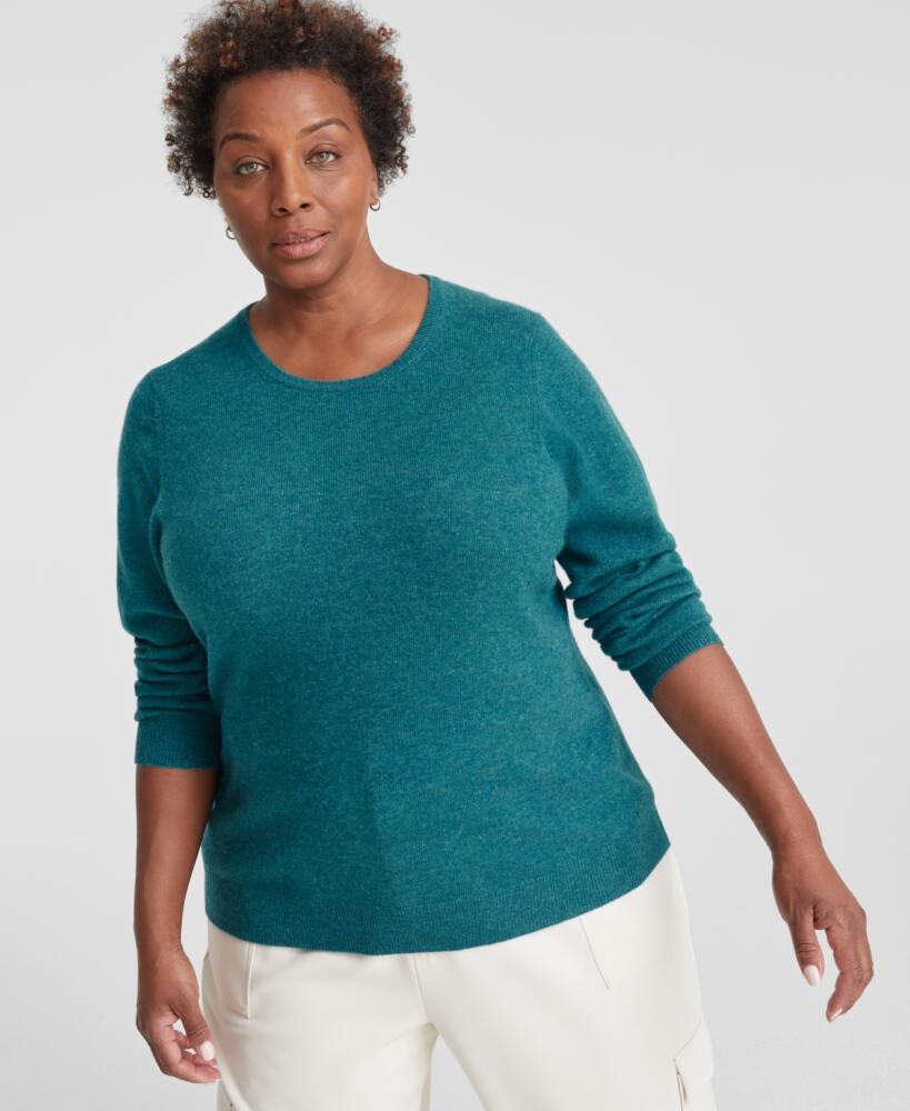 Charter Club Plus Size 100% Cashmere Crewneck Sweater, Created for Macy's - Blue Opal Heather Cover