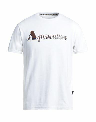 Aquascutum Man T-shirt White Cotton, Elastane Cover