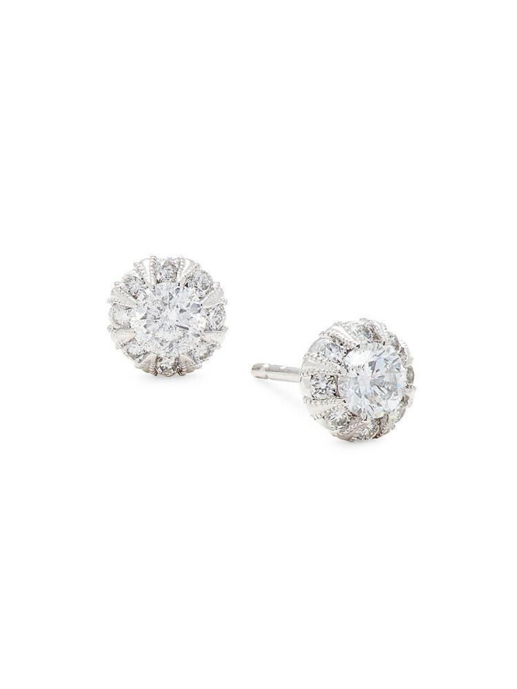 Saks Fifth Avenue Women's 14K White Gold & 0.50 TCW Diamond Halo Stud Earrings Cover