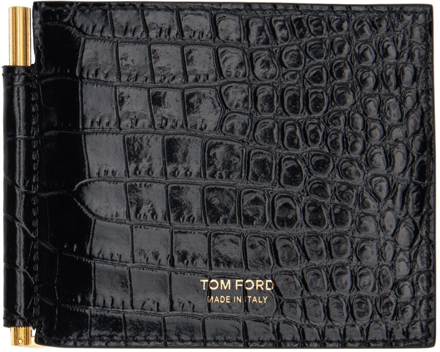 TOM FORD Black Printed Croc Money Clip Wallet Cover