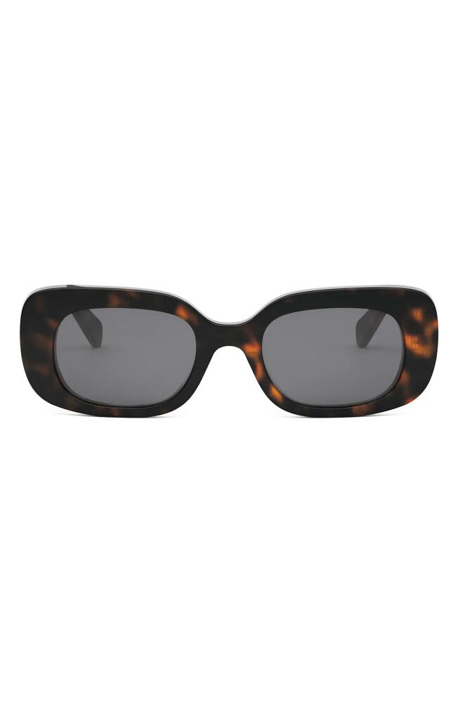 CELINE Bold 3 Dots 51mm Rectangular Sunglasses in Dark Havana /Smoke Cover