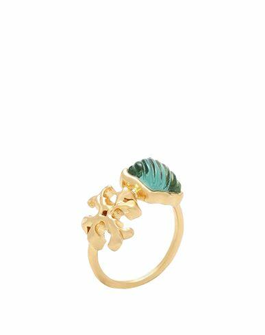 Tory Burch Woman Ring Green Brass, Stone Cover