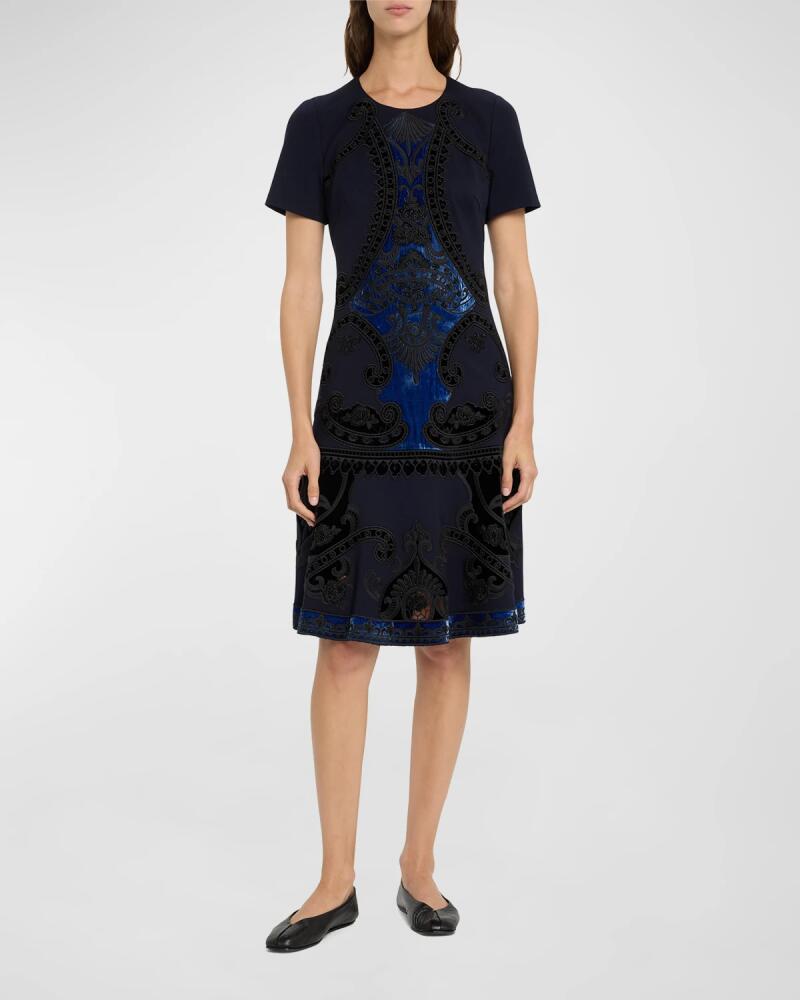 Kobi Halperin Blaine Velvet Embroidered Short-Sleeve Dress Cover