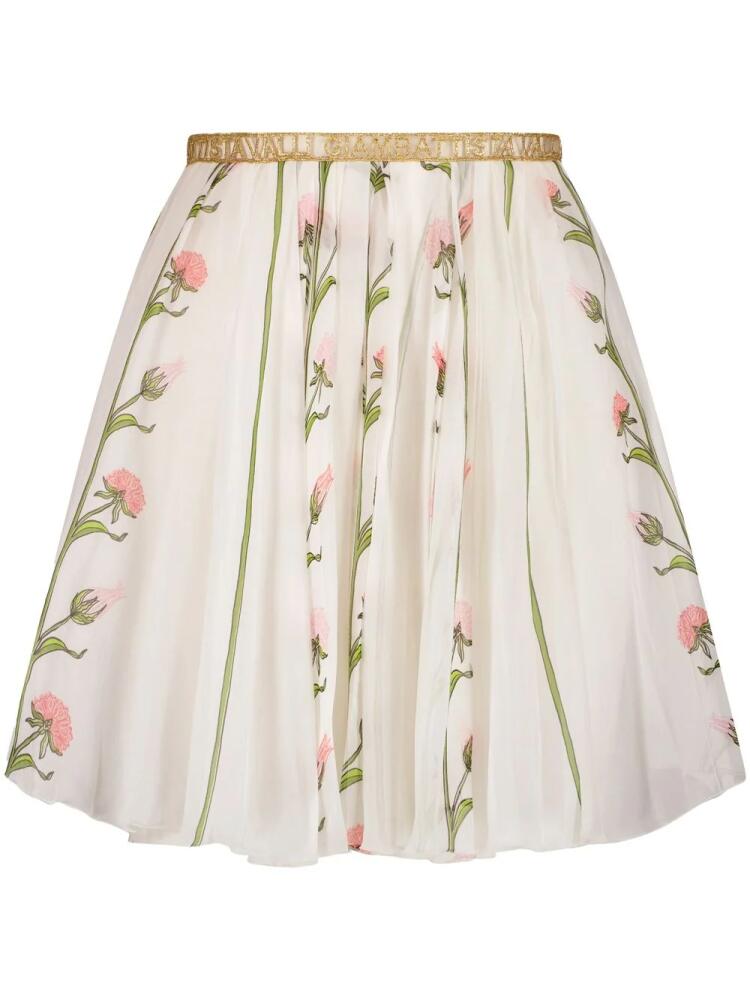 Giambattista Valli Ramage-print pleated miniskirt - Neutrals Cover